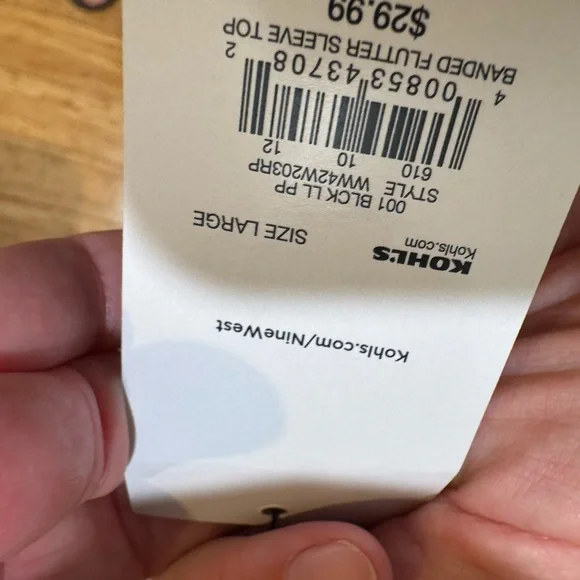 Black and White Floral Zebra Print Women's Top Nine West sz L - Picture 6 of 6